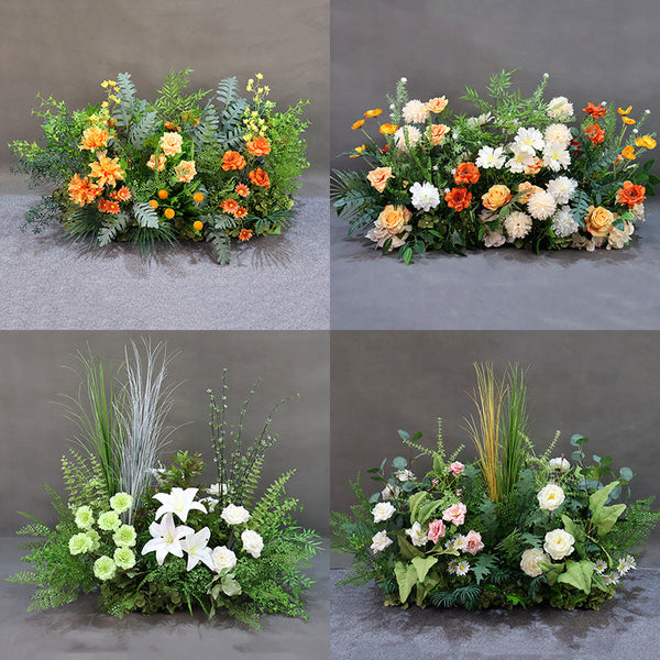Wedding props forest style wedding celebration green leaves white corner flower pots planting flowers silk flowers outdoor wedding decoration green plants and flower arrangements